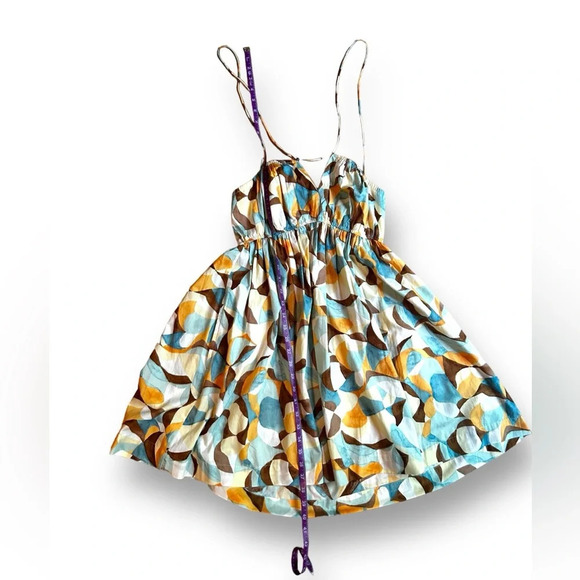 Abercrombie & Fitch Abstract Printed Dress Strappy Size Medium Brown Orange Blue - Picture 10 of 16